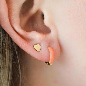 Moonpenny "Punch" Penny Hoops mini gold & enamel huggy earrings